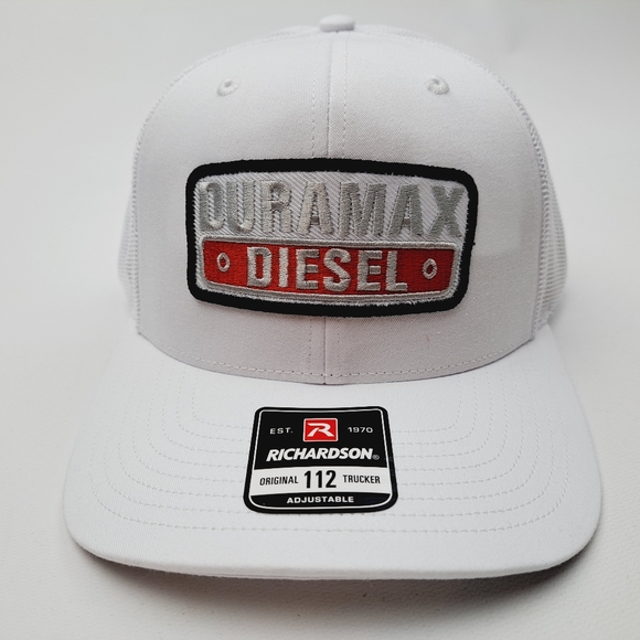 Duramax Diesel Embroidered Patch Richardson Trucker Mesh Snapback Cap Hat White - Picture 2 of 4